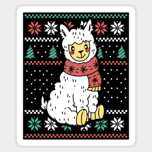 Funny Llama Ugly Christmas Sweater Sticker